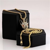 French Bulldog Pendant Men's 14K Gold Plated 24n