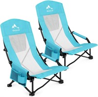 Oileus Folding Portable Beach Chair  2 Pack