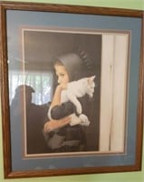 Lovely N.A. Noel Amish Girl w/ Cat Print