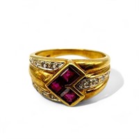 14K Gold Diamond & Ruby Ring