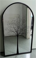 19x31in Arch Black Frame Mirror w/Etched Tree Des