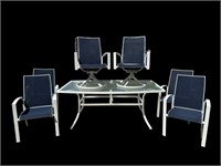 SUNBRELLA 7 PC OUTDOOR TABLE AND CHAIRS