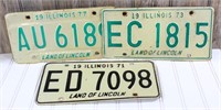 (3) 1970's Illinois License Plates