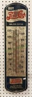 Vintage metal Pepsi-Cola thermometer measures 27