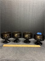 4pc Tiffin Franciscan Amber Compotes