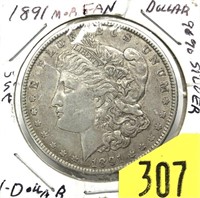 1891 Morgan dollar