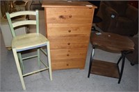 5-Drawer Chest, Painted Chair, End Table