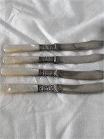 4 Sterling Silver and Mother of Pearl Knives