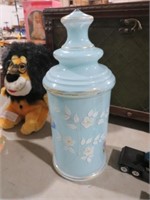 HANDPAINTED BLUE GLASS CANISTER