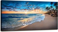 Canvas Wall Art  Beach Sunset  30x60inch Grey