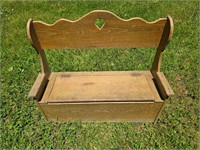 2 Vintage Country Wood Benches 1 w/ Storage area