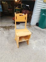 wood chair turns in to step