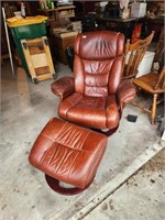leather chair with ottoman rocks swivels
