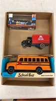 Scale Models School Bus, Big Auto Truck and Ford