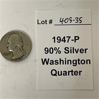 1947-P 90% Silver Quarter