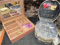 VINTAGE JEWELRY BOXES WITH COSTUME JEWELRY