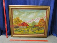 large framed oil painting (country landscape)