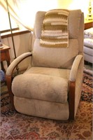 Upholstered Recliner & Afghan