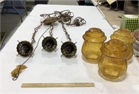 3 Amber globed chandelier