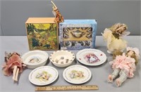 Alice in Wonderland Plates; Tea Set & Dolls