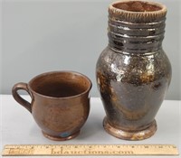 Redware Pottery; Cup & Winchester Virginia Vase