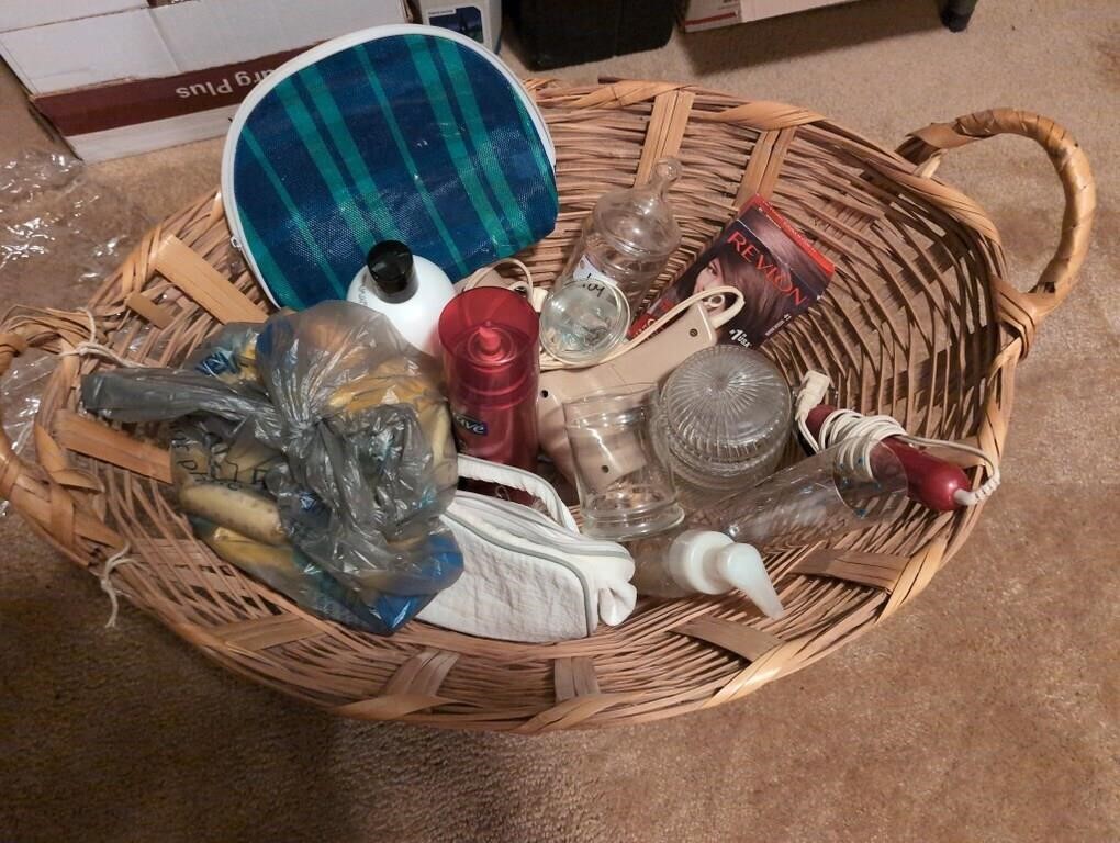Basket w bathroom items