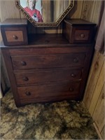 Antique Wooden Chest of Drawers with Mirror