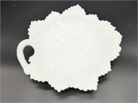 10" Milk Glass Leaf Platter