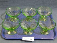 (6) Spiral Green Sherbet Glasses