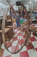 Antique wooden spinning wheel sewing