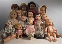 15 Vintage Assorted Dolls- Hursman, Sleep Eyes,