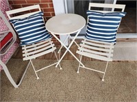 Steel Frame Bistro Set with Cushions