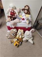 Lot of vintage stuffed animals-cooler not included