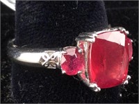 Sterling Silver Ring With Rubies sz 10