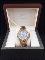 NIB Kalifano Organic Wood Wristwatch