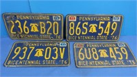 4 PA Bicentennial License Plates-1976