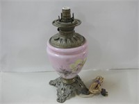 16" Tall Antique Hand Painted Lamp See Info