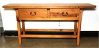 Rustic Wooden Two Drawer Console Table