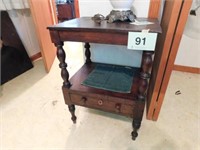 Antique nightstand, one drawer with shelf, 21w x