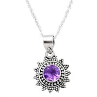 Natural 1.50ct Round Cut Amethyst Necklace