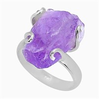 Natural 9.99ct Rough Amethyst Solitaire Ring