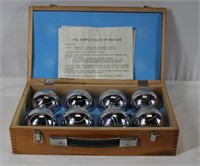Vintage Boules Lawn Game In Dovetailed Wood Case