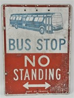 Vintage Bus Stop No Standing 2-Side Metal Sign