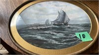 14 inch framed pastel Boat Scene