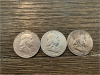 (3) 1953 Franklin Half Dollars