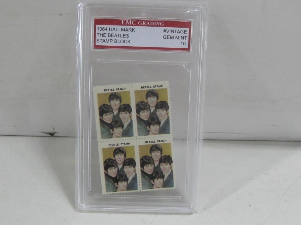 Graded 1964 Hallmark The Beatles Stamp Block
