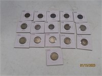 (16) asst V NICKELS Coins sleeved