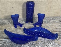 Gorgeous cobalt blue lot - hat pin holder, daisy