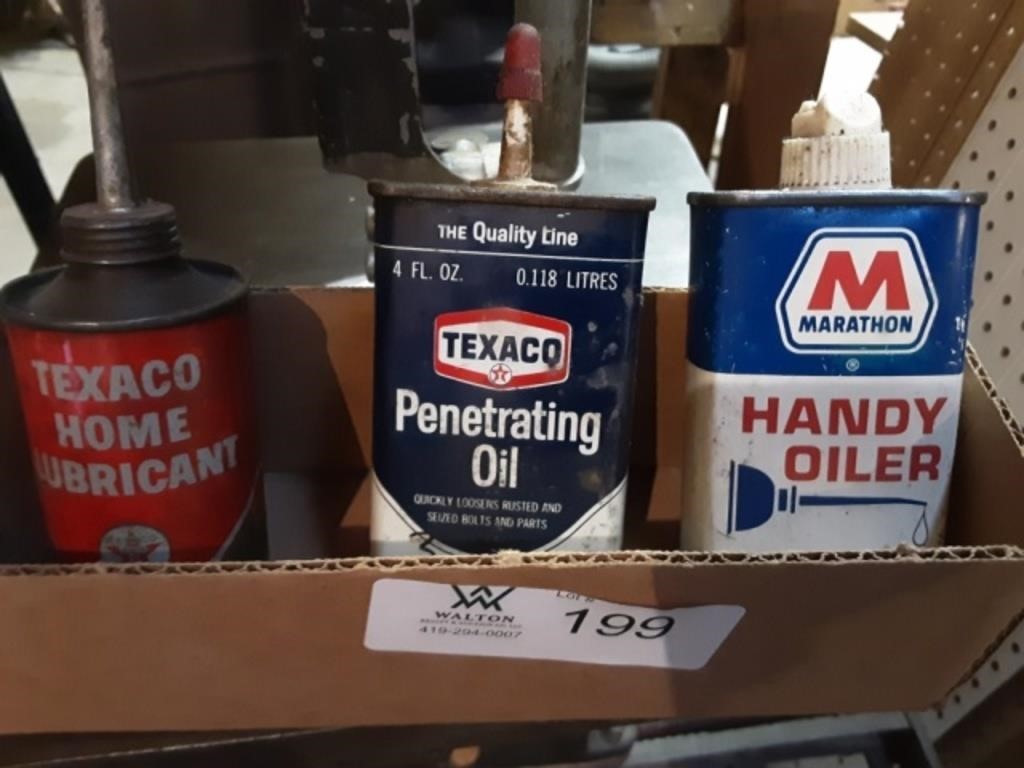 Marathon Handy Oiler, Texaco Penatrating Oil, Texa