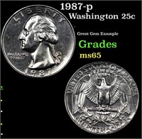 1987-p Washington Quarter 25c Grades GEM Unc
